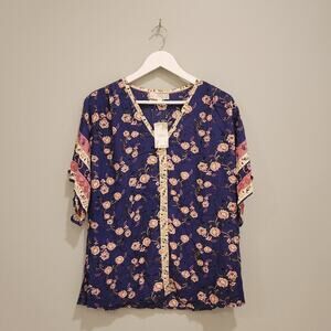 Weekend Floral Blouse Boho Cottagecore Feminine Romantic NWT - Size L